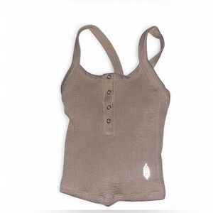 FP movement free people tan all clear Henley tank scrunch detail XS/Small NWOT